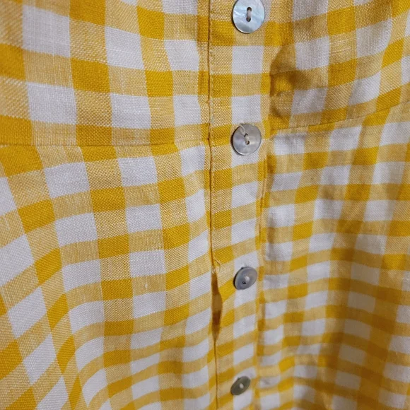Cynthia Rowley Yellow Gingham Linen Midi Dress - Picture 8 of 8